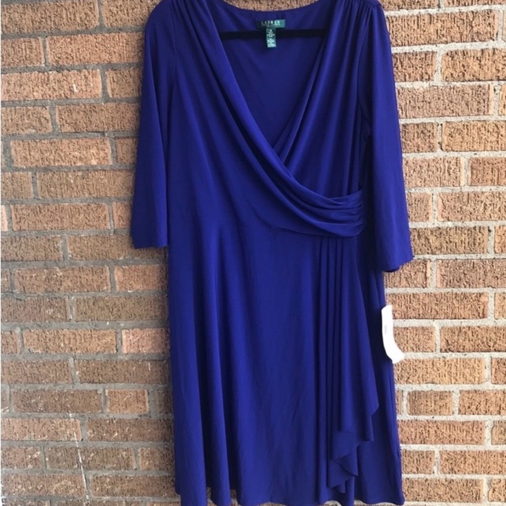 Elegant Blue Draped Midi Dress
